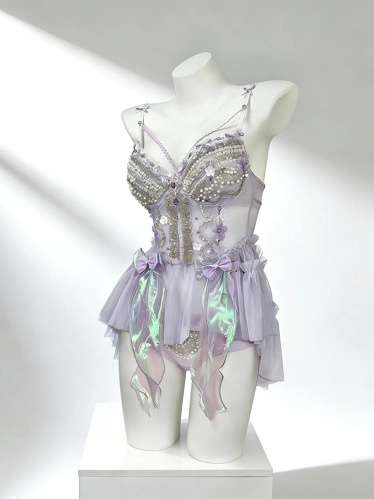 Ethereal lavender fairy costume for raves, festivals, and photoshoots