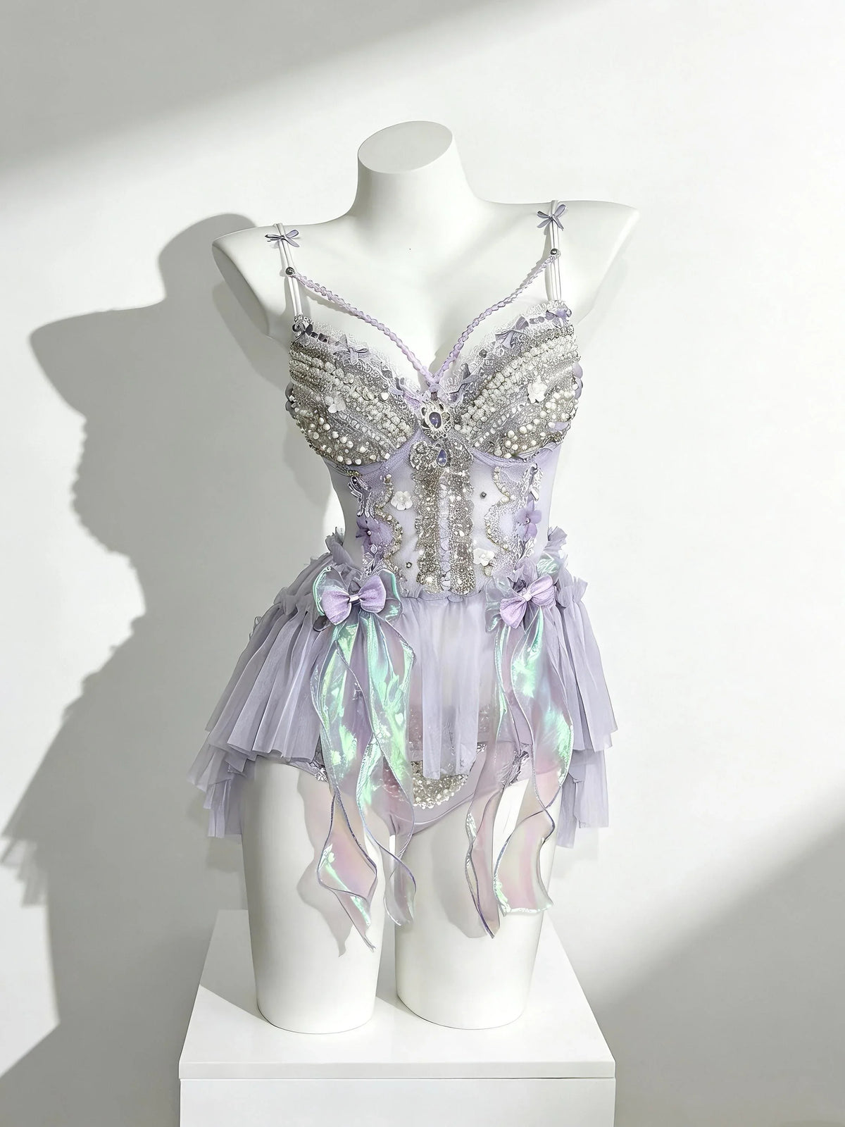 Lavender fairy outfit with structured corset and soft mesh skirt